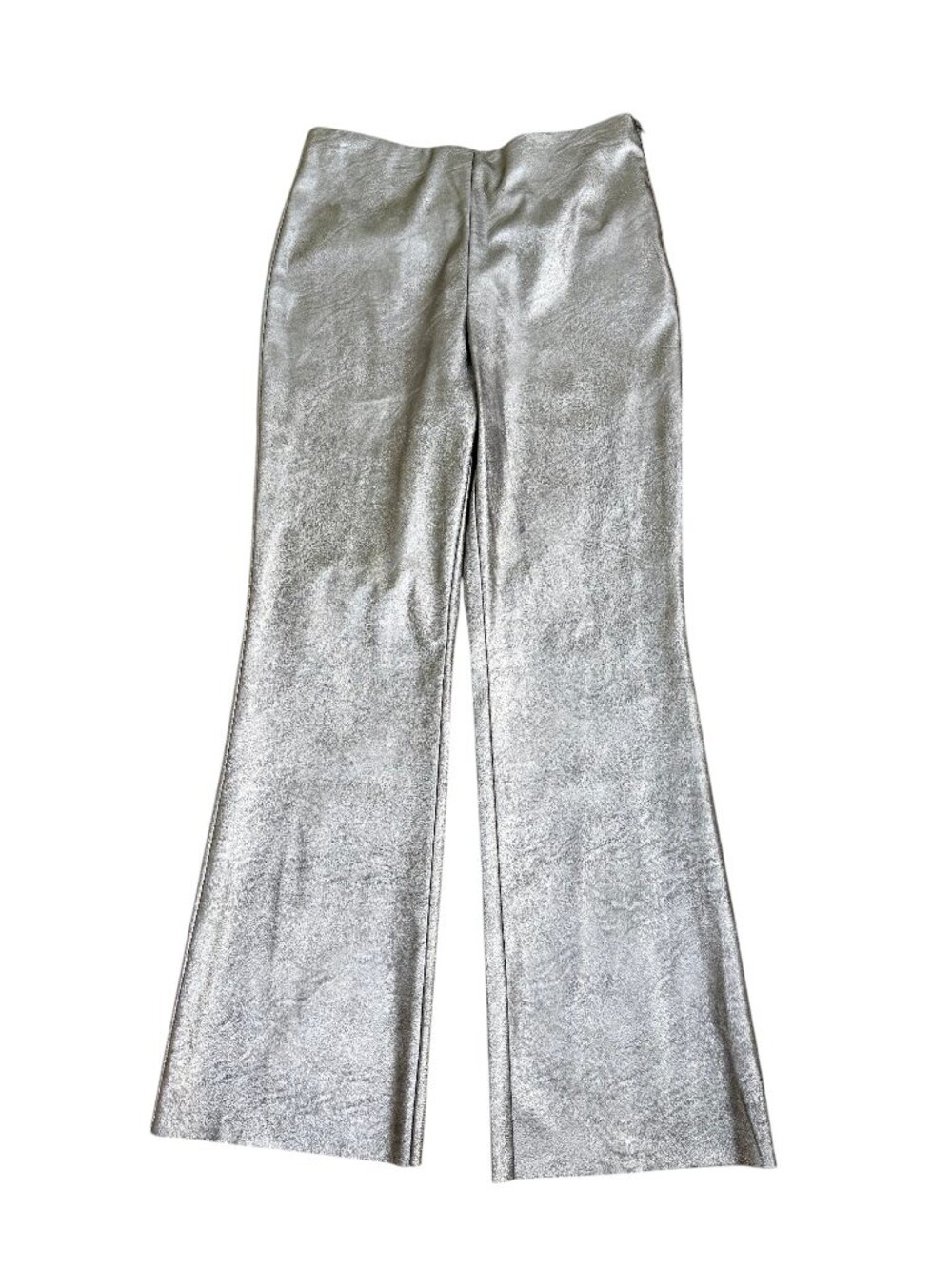 Cece Pants Wide Leg Minimalist Faux Leather Silver Smoke (S) NWT